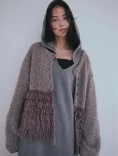 [Andequal) fringe design gritter knit