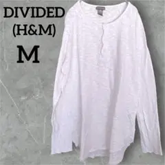 美品 DIVIDED (H&M) ホワイト 長袖カットソー 【M】ボタン 薄手