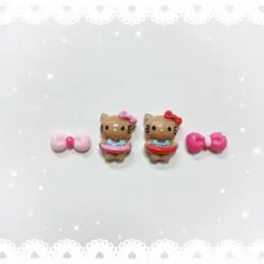 ネイルパーツ 4P 〈J148〉 浮き輪キティ 日焼けキティ リボン