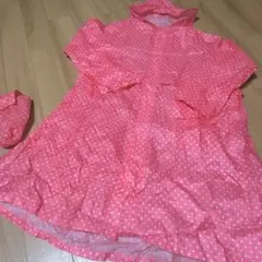 ピンク水玉模様レインコート・ポンチョ140センチ