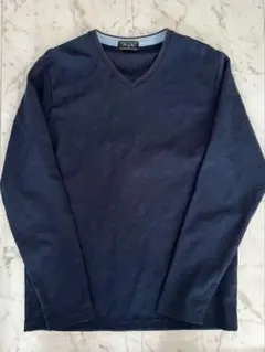 【美品】Men's Bigi ネイビー Vネック長袖カットソー Mサイズ
