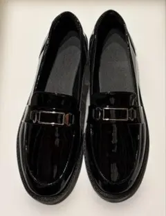 shein エナメル　ローファー フラット ブラック　ローヒール 26cm
