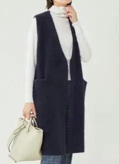 green label relaxing FOXブレンド ロングニットジレ