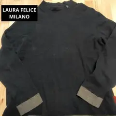 LAURA FELICE MILANO ネイビー 長袖カットソー ロゴ刺繍