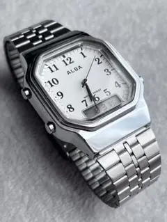 【希少品　新品電池】3238 SEIKO メンズ腕時計　デジアナ　シルバー　黒色 2025年最新】seiko デジアナの人気アイテム - メルカリ