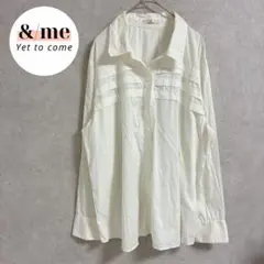 JANE MORE ジェーンモア　長袖シャツ　胸元プリーツ　オープンカラー　XLのサムネイル