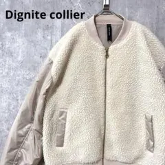 Dignite collier 切替　異素材　サテン　ボア　ブルゾン　可愛い