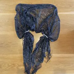 結婚式　ラメ入り花柄ショール
