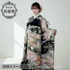 振袖セット 黒にグレー 暈し