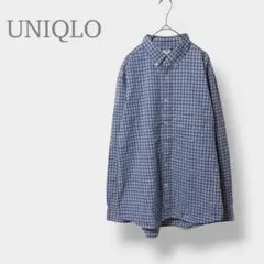 【UNIQLO ユニクロ】ボタンダウン　シャツ　長袖　メンズ　ブルー　L