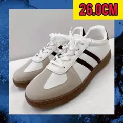 【26.0cm】★新品★メンズ ラインスニーカー☆ジャーマントレーナー 白黒