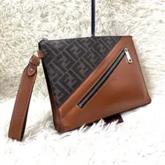 【極美品】フェンディ クラッチバッグ ズッカ柄 ダイアゴナル PVC レザー