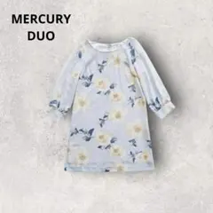 マーキュリーデュオ サイドシフォンワンピース 花柄 チュニック 7分袖カットソー