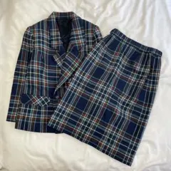 昭和レトロ チェック セットアップ ジャケット スカート 肩パット
