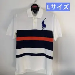 【美品】Polo by Ralph Lauren ストライプポロシャツ L