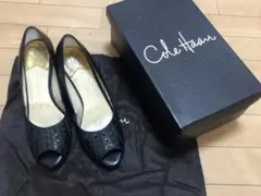 コールハーン　黒　パンプス　オープントゥのサムネイル