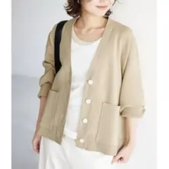SLOBE IENA /スムースニットカーディガン　ベージュ