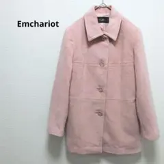 2133《エンチャリオット》ステンカラーコート　レディース　ピンク　アンゴラ混