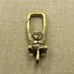 真鍮 猿 カラビナ チャーム キーホルダー ブラス 猿モチーフ　ビンテージ