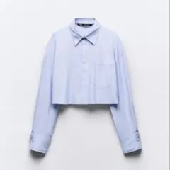 ZARA ライトブルー クロップドシャツ S