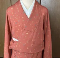 小紋 クローバー♣️オレンジ系裄64.5