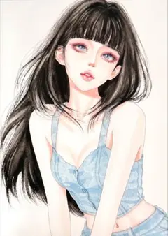 手描きイラスト 水彩原画 ショートヘアの女の子220 - メルカリ