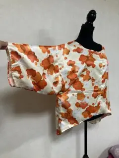 着物リメイク　紅梅のシャツブラウス　ゆったりめ　そして訳ありお安め