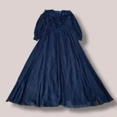 ヴィンテージ ロングワンピース ジャガード フリル セレモニー オケージョン 9