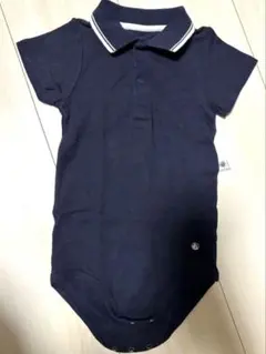 PETIT BATEAU プチバトー 半袖 襟付き ロンパース 80 ネイビー