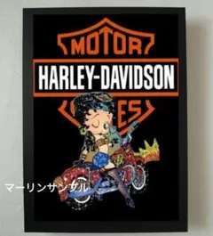 ベティちゃんハーレーダビッドソン　ポスターフレーム付き壁掛けパロディアート
