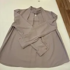 タートルネック フリル袖 ブラウス