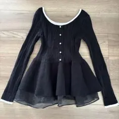 セゾンドパピヨン ペプラムニット Mサイズ