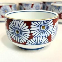 【 有田焼 秀峰窯 金彩 赤濃菊 小鉢揃 ５客 美品 】のサムネイル