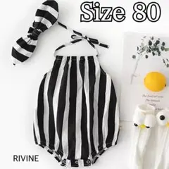 在庫処分⭐️ 新品 ストライプ ロンパース ノースリーブ おしゃれ  80