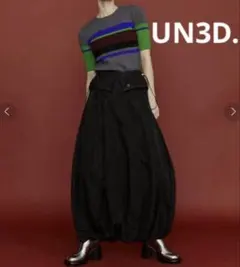 美品　UN3D.　アンスリード　ウエストフォールドバルーンスカート　38　黒