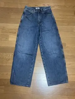 ワイドレッグ ダークブルーデニム