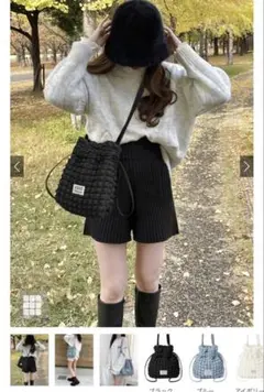 GRL ポップコーン巾着バッグ ショルダーバッグ ブラック
