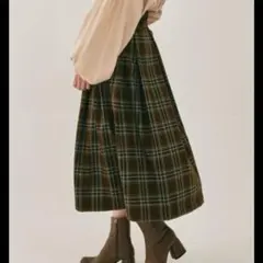 hinari ブラウン チェック柄 ロングスカートのサムネイル