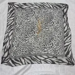 YSLイヴサンローランシフォンスカーフ高級シルク100%ゼブラ柄ヒョウ柄