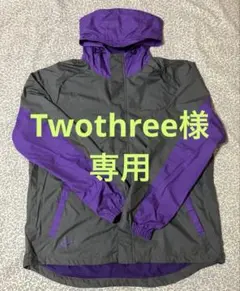 【お値引き・美品】ナイロンジャケット グレー/パープル フード付き