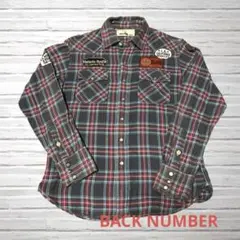 BACK NUMBER バックナンバー　ネルシャツ　チェック赤紺　スナップボタン