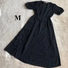 MAJESTIC LEGON 半袖　ワンピース　黒　ドット柄　M