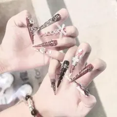 現品 血みどろ 平成女児 ゴシック スーパーロングネイルチップ　ギャル　ゴテゴテ