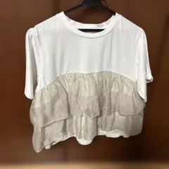 Ciaopanic フリル ドッキング 半袖Tシャツ ホワイトのサムネイル