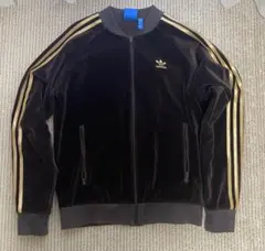 アディダス　トラックジャケット　ベロア　ブラウン　ゴールド
