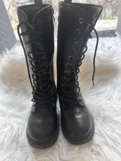 ブラックロングブーツ ジッパー付き20cm
