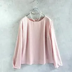 ニューヨーカー 大きいサイズ 美品 ピンクストライプブラウス 上品 春