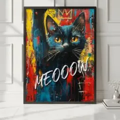 １点もの　A4 キング猫のストリートポスター　グラフィック　インテリア　モダン