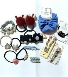 【美品】ヘアアクセサリーまとめ売り13点　ティーン　猫　韓国　リボン　パール