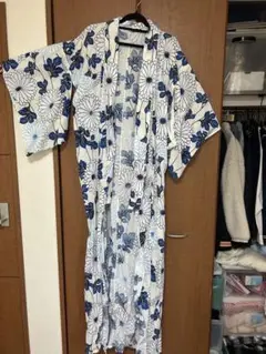 花柄 浴衣 青と白